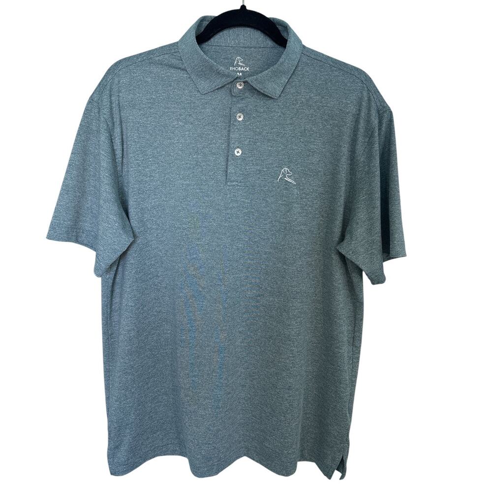 Rhoback Men’s Heather Short Sleeve Performance Polo Shirt Green Size Medium